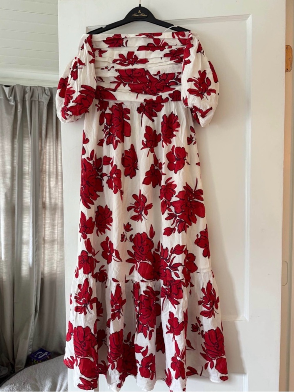 Abercrombie & Fitch White Maxi Dress with Red Floral Print